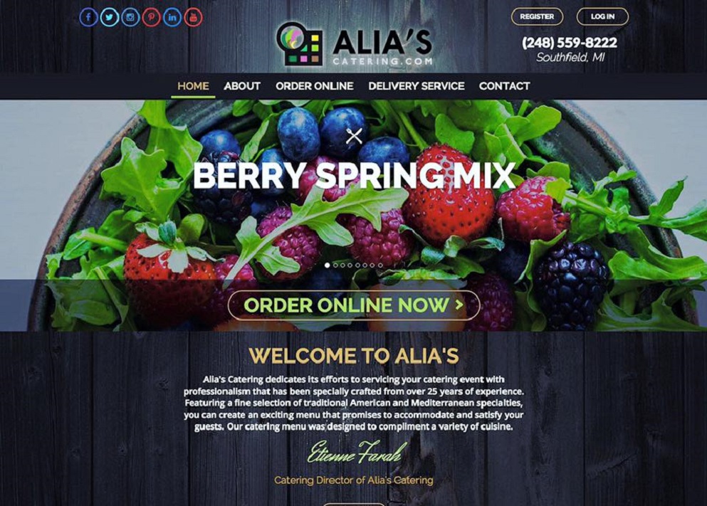 Скриншот сайта доставки еды