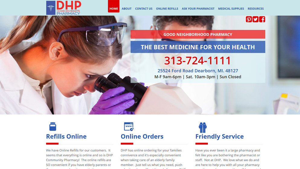 Скриншот страницы сайта аптеки