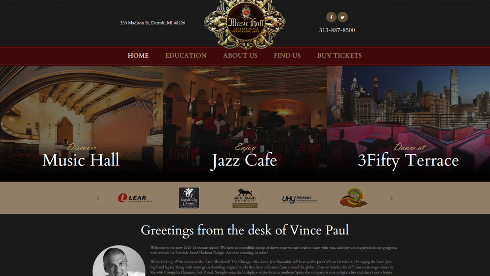 Скриншот страницы сайта Мьюзик Холла