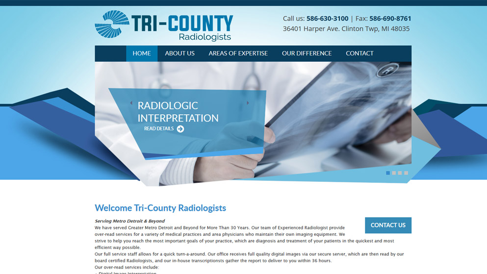 Скриншот страницы сайта радиологов